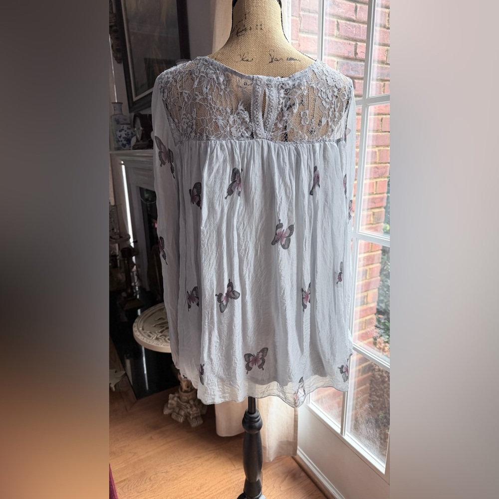 Battery silk blouse with Lace Trim long sleeve made in Italy - Picture 8 of 16